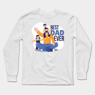 Fathers day birthday - best dad ever lettering and cartoon Long Sleeve T-Shirt